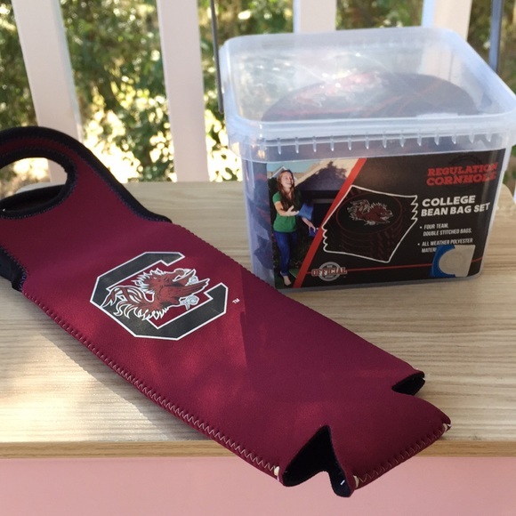 New USC Gamecock College Cornhole Bean Bag Toss Set & Wine Tote Bag - New in Box - Picture 3 of 9